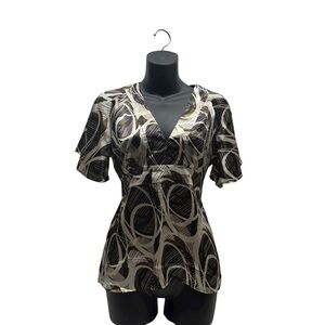 Y2K Satin Silk Tie Back Butterfly Sleeved Pattern Top New York & Company